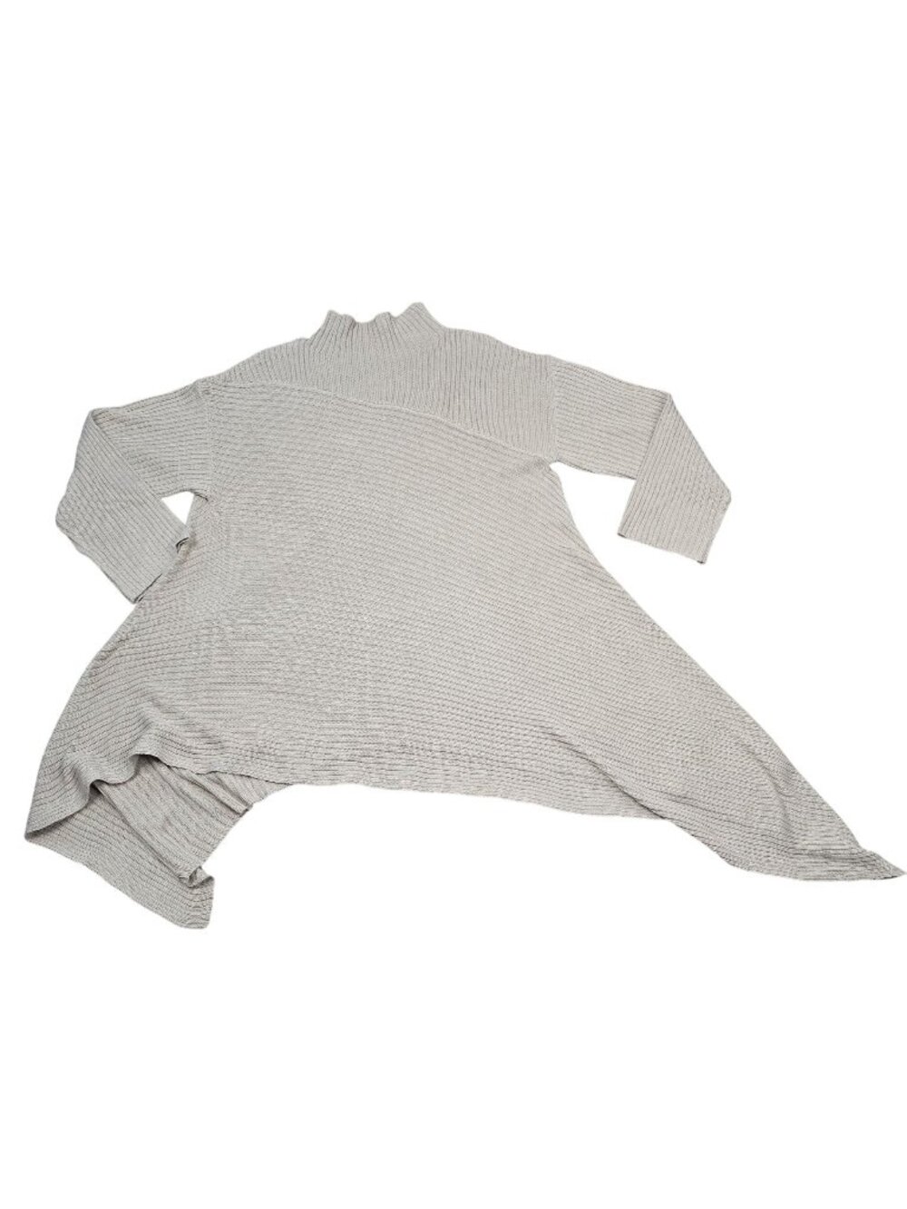 Fashion Womens Asymmetrical Ribbed Knit Sweater 2XL Beige 100% Acrylic